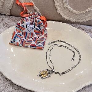 Brighton Sterling Silver Necklace & Bag, Yellow <3